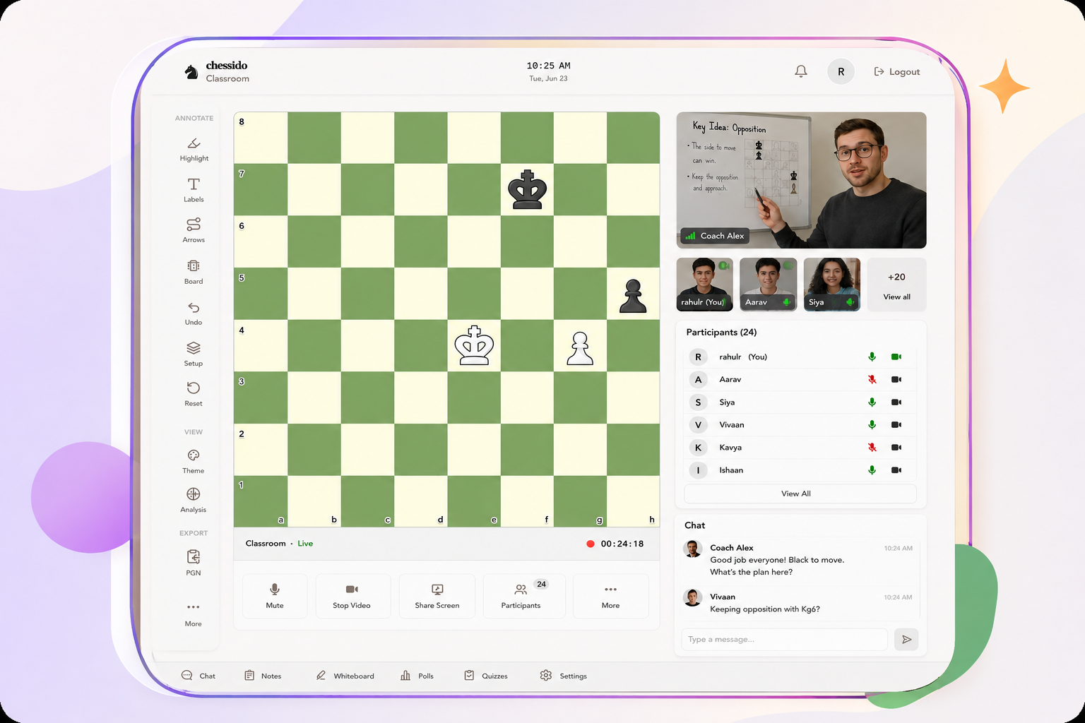 Chessido live classroom